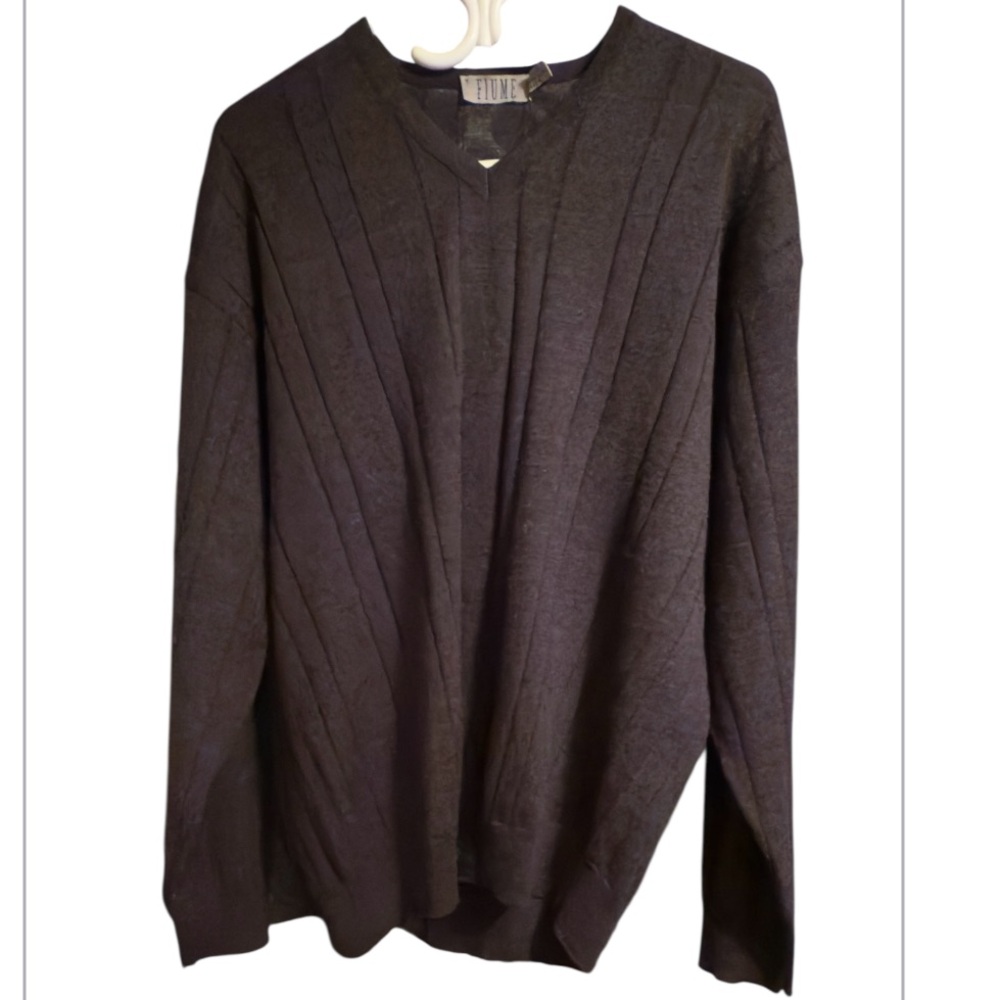 Vintage Men's Fiume Wool Bend V-Neck Sweater, Size Large